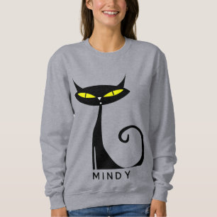 Personalized Mid Century Modern Atomic Black Cat Sweatshirt
