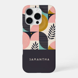 Personalized Mid-Century Modern Geometric Boho iPhone 16 Pro Case