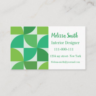 Personalized mid century modern geometric green business card