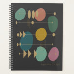 Personalized Mid-Century Modern Geometric Grey Planner<br><div class="desc">Plan in style with this unique undated planner featuring a sleek black background and a bold mid-century modern geometric design. The timeless aesthetic with gold accents makes it perfect for professionals, creatives, and students looking for a stylish way to stay organized. With its flexible layout, this planner is a must-have...</div>