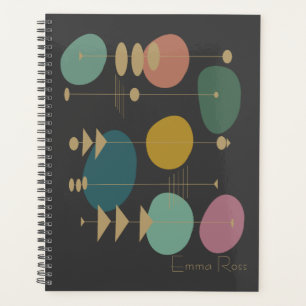 Personalized Mid-Century Modern Geometric Grey Planner