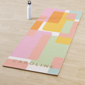 Personalized Mid-Century Modern Pastels Geometric Yoga Mat