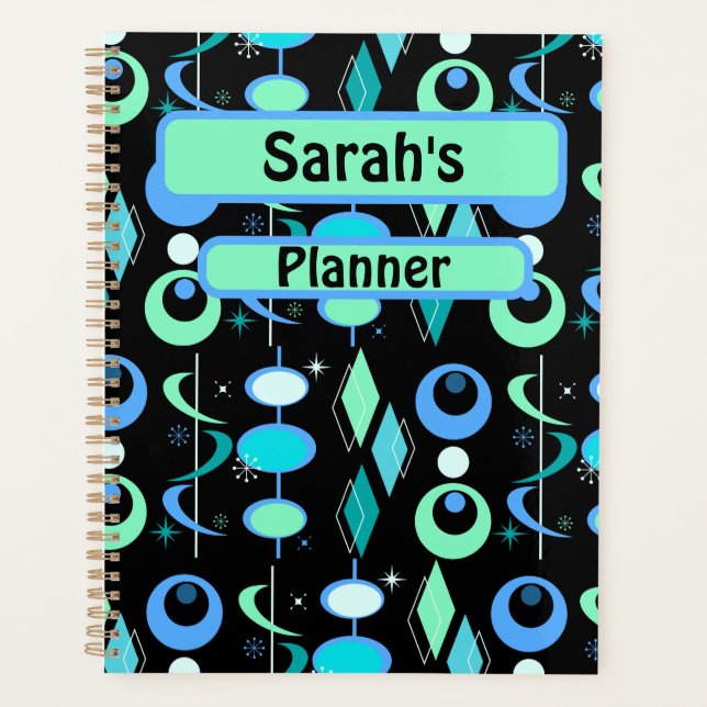 Personalized Mid Century Modern Pattern Planner (Front)