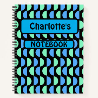 Personalized Mid Modern Blue Green Notebook
