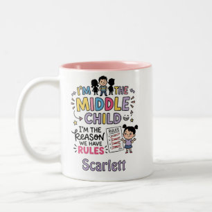 Personalized Middle Child Girl We Have Rules Two-Tone Coffee Mug