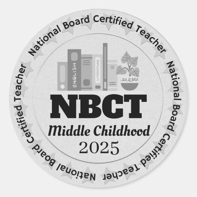 Personalized Middle Childhood NBCT Certified Teach Classic Round Sticker (Front)
