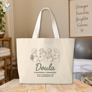 Personalized Midwife Green Birth Postpartum Doula Large Tote Bag