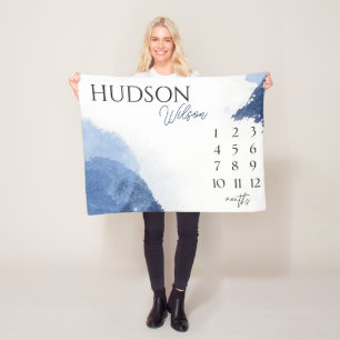 Personalized Milestone Blanket Baby Boy Blanket