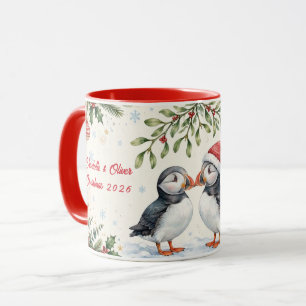 Personalized Milestone Christmas Together Puffins Mug