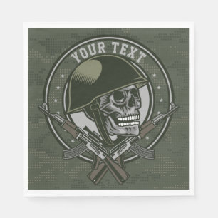 Personalized Military Camo Soldier Skull and Guns Napkin