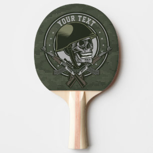 Personalized Military Camo Soldier Skull and Guns Ping Pong Paddle