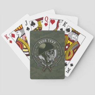 Personalized Military Camo Soldier Skull and Guns  Playing Cards