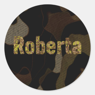 Personalized Military Camouflage Font Roberta Classic Round Sticker