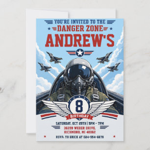 Personalized Military Fighter Pilot Birthday Invitation