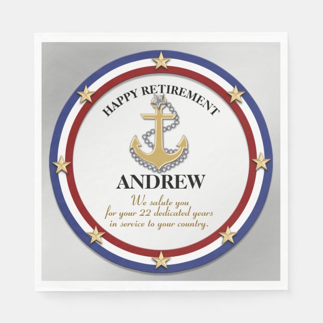Personalized Military Retirement Party Napkin (Front)