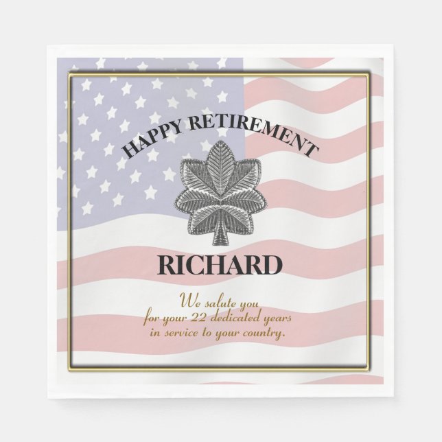 Personalized Military Retirement Party Napkin (Front)
