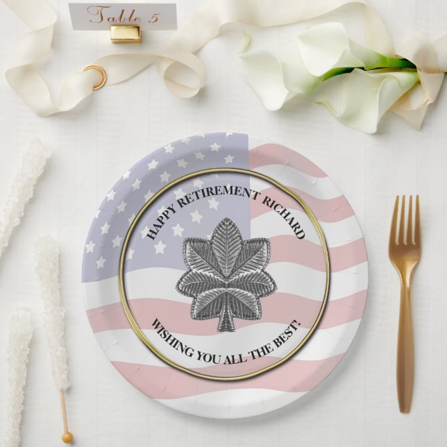 Personalized Military Retirement Party Paper Plate (Wedding)