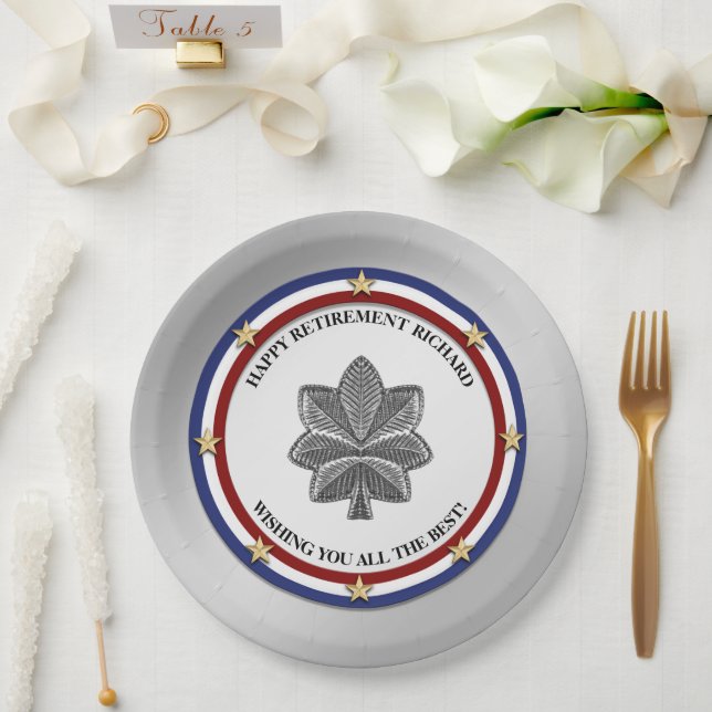 Personalized Military Retirement Party Paper Plate (Wedding)