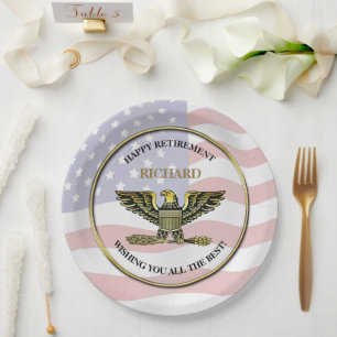 Personalized Military Retirement Party Paper Plate