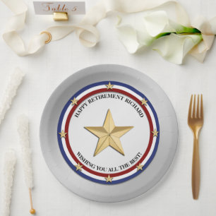 Personalized Military Retirement Party Paper Plate