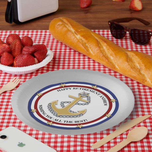 Personalized Military Retirement Party Paper Plate (Picnic)