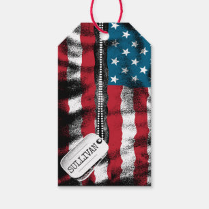 Personalized Military Soldier Dog Tags USA Flag