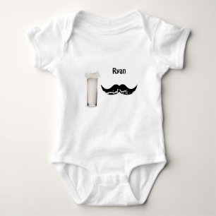 Personalized Milk Moustache Baby Bodysuit