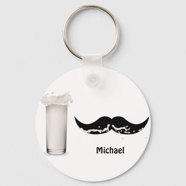 Personalized Milk Moustache Keychain (Front)
