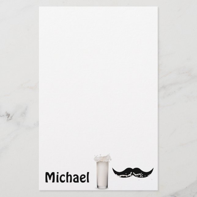 Personalized Milk Moustache Stationery (Front)