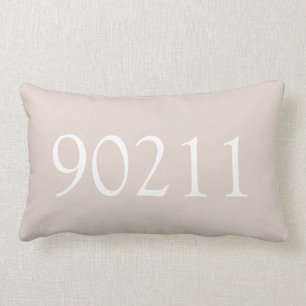 Personalized Millennial Blush Pink White Zip Code Lumbar Pillow