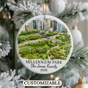 Personalized Millennium Park, Custom Illinois Ceramic Ornament