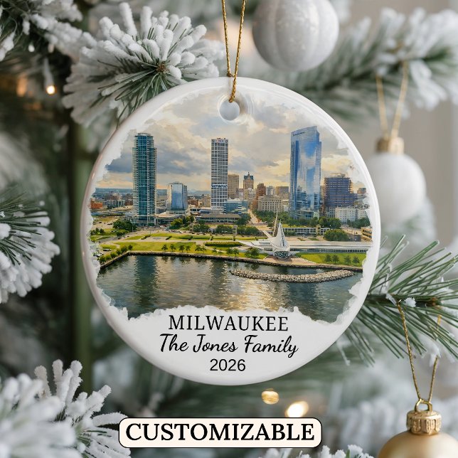 Personalized Milwaukee Ornament, Custom Wisconsin Ceramic Ornament (Creator Uploaded)