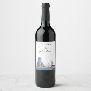 Personalized Milwaukee Skyline Wine Label