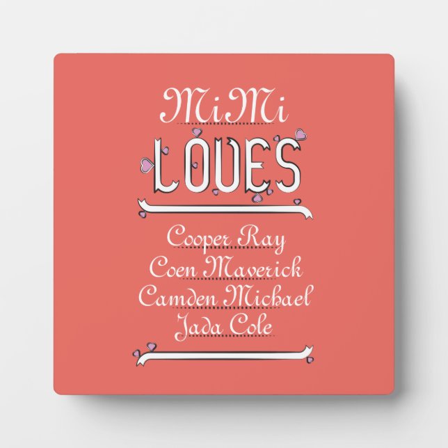 Personalized Mimi Loves Her 4 Grands Plaque (Front)
