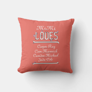 Personalized Mimi Loves Her 4 Grands Throw Pillow