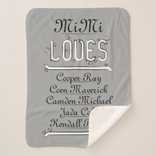 Personalized Mimi Loves Her Grands Sherpa Blanket