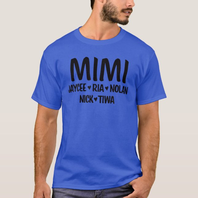 Personalized Mimi With Grandkids Names T-Shirt (Front)