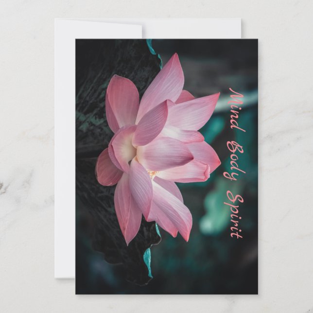 Personalized Mind Body Spirit Lotus Flower Pillow Invitation (Front)