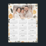 Personalized Mini 2025 Calendar | Family Photo<br><div class="desc">A cute little 2025 mini calendar to stick on your frig! Add your family photo and edit the text to put a holiday greeting in the personalize area. Background is dried citrus orange slices,  pine cones and pine branches in orange,  green and off white.</div>