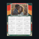 Personalized Mini 2025 Calendar | Family Photo<br><div class="desc">A cute little 2025 mini calendar to stick on your frig! Add your family photo and edit the text to put a holiday greeting in the personalize area. Background is modern abstract orange,  deep green and fall colours.</div>