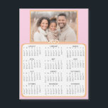 Personalized Mini 2025 Calendar | Family Photo<br><div class="desc">A cute little 2025 mini calendar to stick on your frig! Add your family photo and edit the text to put a holiday greeting in the personalize area. Background is pretty pink and gold.</div>