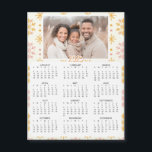 Personalized Mini 2025 Calendar | Family Photo<br><div class="desc">A cute little 2025 mini calendar to stick on your frig! Add your family photo and edit the text to put a holiday greeting in the personalize area. Background is modern abstract pink and gold snowflakes.</div>