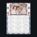 Personalized Mini 2025 Calendar | Family Photo<br><div class="desc">A cute little 2025 mini calendar to stick on your frig! Add your family photo and edit the text to put a holiday greeting in the personalize area. Background is burgundy and dark blue snowflakes.</div>