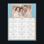 Personalized Mini 2025 Calendar | Family Photo<br><div class="desc">A cute little 2025 mini calendar to stick on your frig! Add your family photo and edit the text to put a holiday greeting in the personalize area. Background is pretty blue and gold.</div>