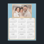 Personalized Mini 2025 Calendar | Family Photo<br><div class="desc">A cute little 2025 mini calendar to stick on your frig! Add your family photo and edit the text to put a holiday greeting in the personalize area. Background is pretty blue and gold.</div>