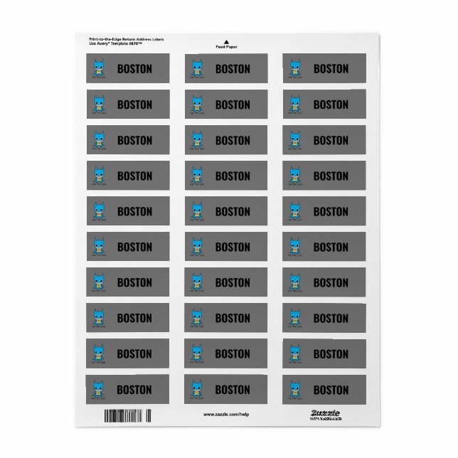 Personalized Mini Batman Kids' Labels (Full Sheet)