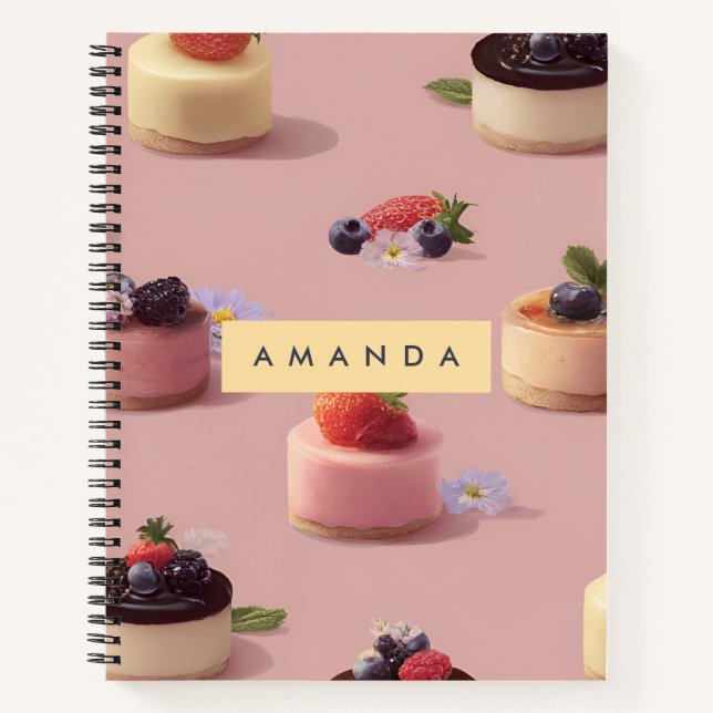 Personalized Mini Cheesecake Dessert Pattern Notebook (Front)