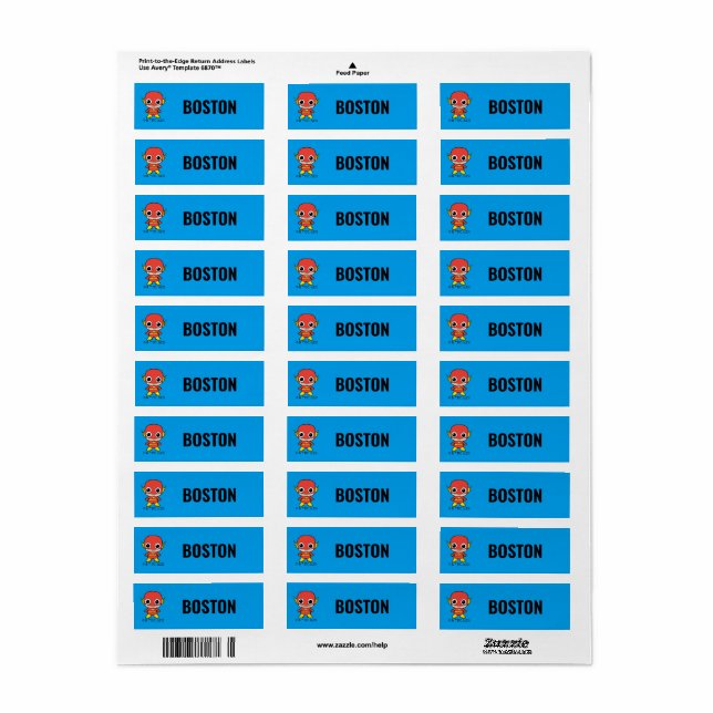 Personalized Mini Flash Kids' Labels (Full Sheet)