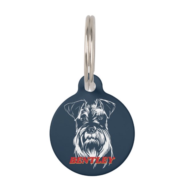 Personalized Mini Schnauzer Dog Lover Custom Name Pet Tag (Front)