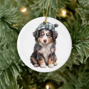 Personalized Miniature American Shepherd Dog Ceramic Ornament